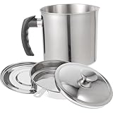 VICASKY Fettabscheiderdose aus Edelstahl 1,8l mit Deckel und Sieb Komfortabler Griff Hitzeschutz für Küche zur Aufbewahrung von Bratöl