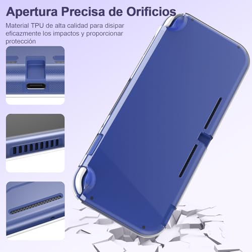 Estuche para tarjetas de juego y funda Switch Lite morada con protector de pantalla 5