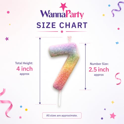 Image of Wanna Party Glitter Colorful 7th Birthday Candle, Birthday Number 7 Cake Candle Cake Toppers for Girl Women, Glitter Colorful Themed Party Decorations Supplies Birthday Gifts