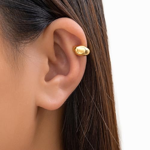 2Pcs Chunky Gold Ear Cuff Earrings Hypoallergenic Non Piercing Ear Clip Cartilage Wrap Earrings Trendy Jewelry Accessory Gifts for Women4