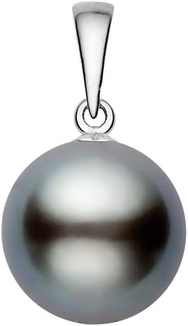14K White Gold AAAA Quality Gray Tahitian Cultured Pearl Pendant for Women