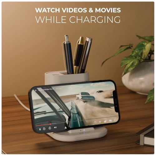 Image of XECH 3-in-1 Fast Wireless Charger with Pen Stand | 15W Fast Wireless Charging Pad with Dual USB Output Ports | Charge 3 Devices at Once | Desk Accessories with Phone Holder | Gift for Man Boys (Quest)