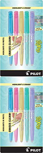 PILOT FriXion Light Pastel Collection Erasable Highlighters, Chisel Tip, Assorted Color Inks, 5-Pack (46543) Pack of 2