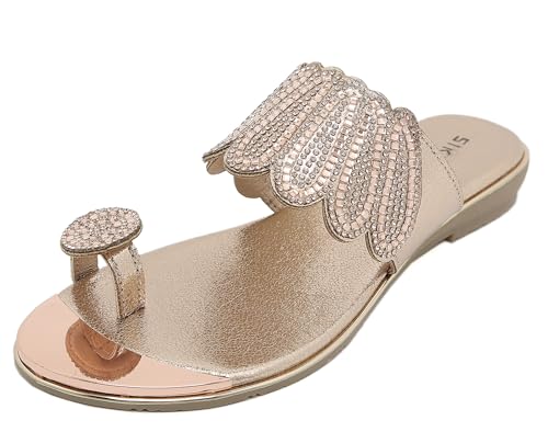 Sandales plates femme confortables ornées de strass élégants pour l'été