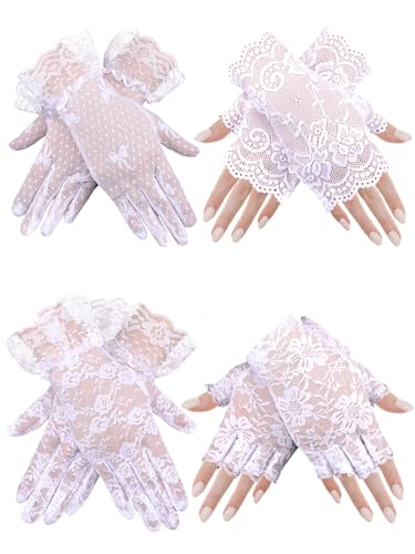 Gants sans doigts en dentelle pour fête de thé et cérémonies rétro