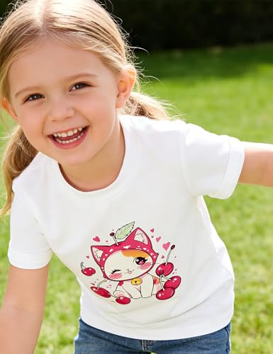 Image of Toddler Girls Clothes T-Shirt Short Sleeve Graphic Tee Cartoon Dinosaur 2-6T Girl Shirt Summer
