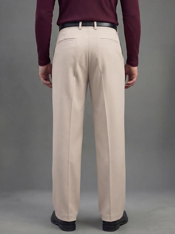 Image of FUGAZEE Cream Korean Pleated Trousers | Relaxed Fit & Korean Pants