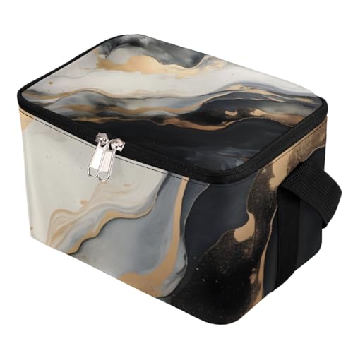 GzLeyigou Lunch Bags for Women Men 9 Cans,Liquid Marbling Hot & Cold Food Delivery Bag Insulated Grocery Bag Insulated Lunch Box Ink Paint Abstract Cooler Bag for Office Work Picnic Beach