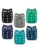 ALVABABY Baby Cloth Diaper 6 Pack with 12 Inserts One Size Cloth Diaper Covers Adjustable Washable Reusable for Baby Girls and Boys