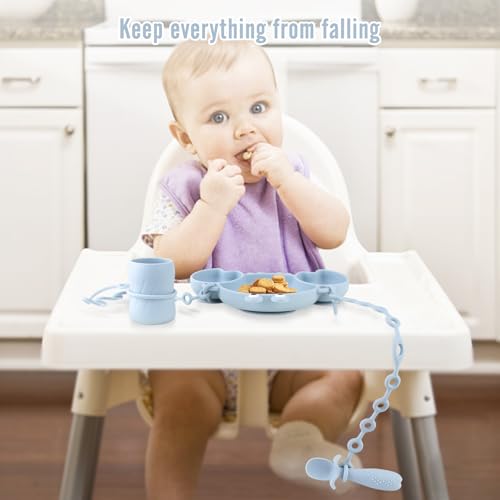 Silicone Baby Feeding Set, 8-Piece Baby Led Weaning Supplies Included Toddler Suction Plate, Bowl, Cup - Image 3