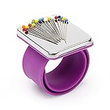 Magnetic Wrist Sewing, Portable Arm Pin Cushion Magnetic Pincushion with Wristband for Sewing Collection, Hair Stylists, and Quilting (Purple)