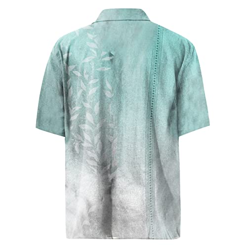 Xdtdryryu Button Down Shirt Men Button Up Short Sleeve Casual Quick Dry Gym Plain Fitted Shirt Wicking Collared Performance Clothing Gifts For Dad C-Green Xl 501 #TOP3