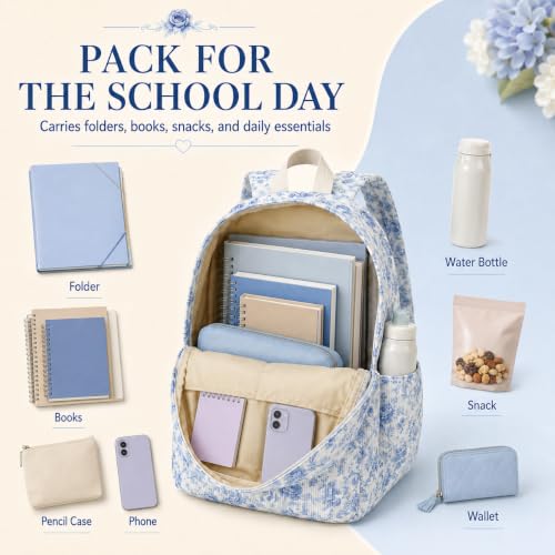 Image of BTOOP School Backpack for Teens Large Cute Bookbag Lightweight 15.6 inch Laptop Bag for Girls Women Casual High School College