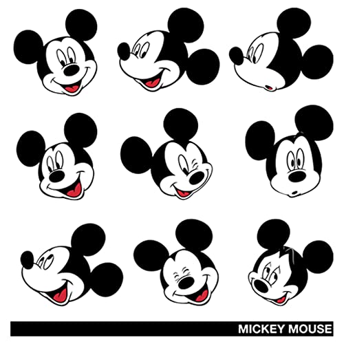 Disney Characters Mickey Expressions Girl's Solid Crew Tee2