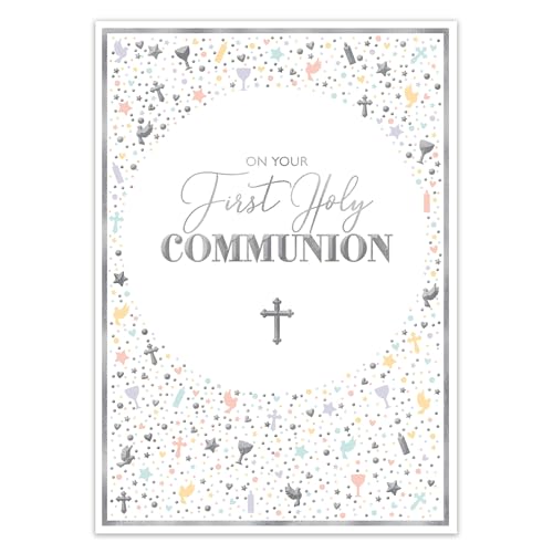 Greeting Card (PR-FRP023) - On Your First Holy Communion - From the Florali Range by Avocado Designs - Foil Finish