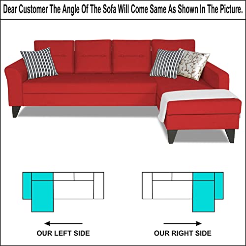 Image of Adorn India Wood Maddox Tufted L Shape 5 Seater Sofa Set RHS (Red) (3 Year Warranty)