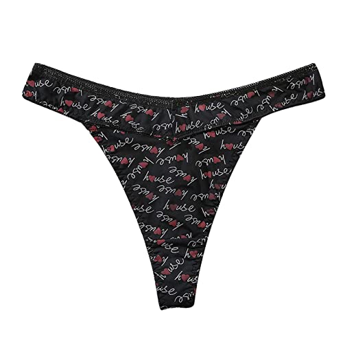 Braguitas Menstruales Mujer Ropa Interior de Mujer Love Letter Print Sexy Sports T String Pants Roupa Interior Mulher Pack Bragas Algodon Mujer (Red, XXL)