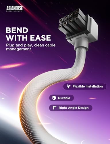 Image of AsiaHorse Hydrus-8PIN GPU PSU Extension Cable ARGB Light, Copper Wire Power Extension Cable Integrated Minimalist Design, 2000W Power (Whole Set), PC Power Cord for GPU Cable Management & DIY