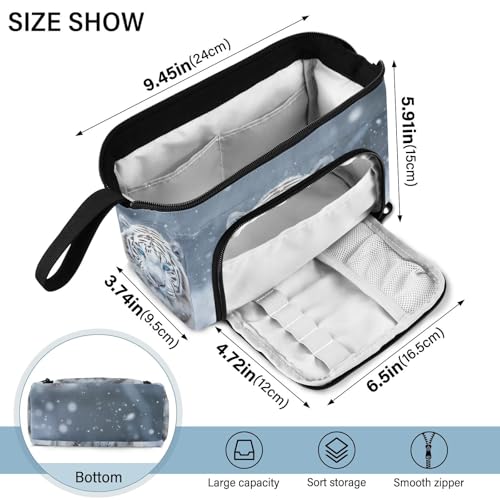 Image of White Tiger Pencil Bag Pencil Case for Teen Boy Girl, Big Capacity Pen Bag Zipper Pencil Pouch with Handheld Aesthetic Pencil Pouch with Print School Office Pencils Stationery