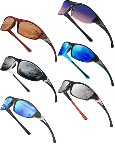 Image of Frienda 6 Pack Polarized Sport Sunglasses for Men Multipack Fit over Glasses Pack Lot Set Men's Sport Fishing Eyeglasses