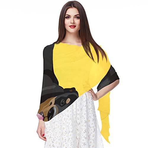 Foulard mousseline de soie bleu motif chien : le cadeau idéal pour femme