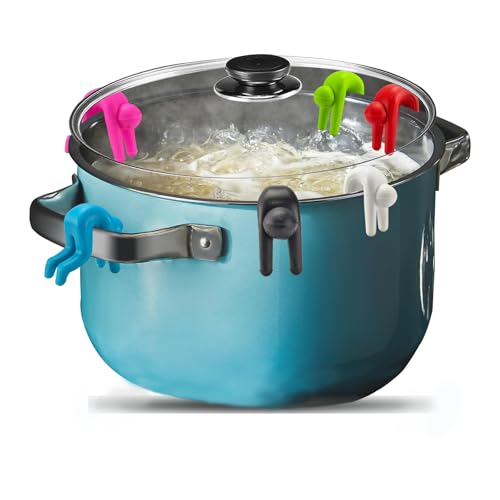 WLDDFF Pot Lid Lifter Fun and Useful Kitchen Gadgets Little Guy Pot Lid Holder Overflow Stopper Little Guy Pot Watcher (6 colorful dolls)