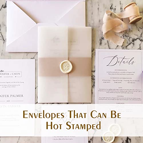 ZYNERY 70 Pack Pre-folded Vellum Jackets for 5x7 Invitations, Vellum Paper 5x7 for Invitations, Transparent Paper Vellum Envelopes for Wedding Invitations Wraps - Translucent Birthday Invitation Paper - Thumbnail 3