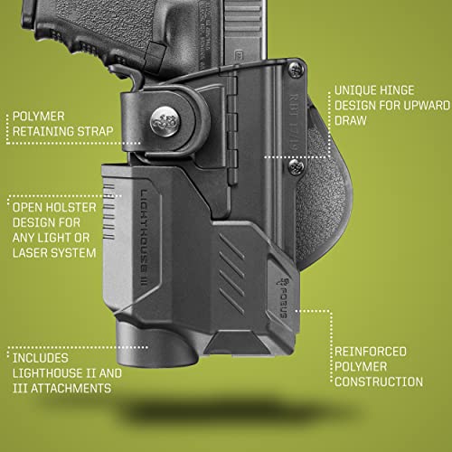 Fobus Rbt17Bund Owb Tactical Holster With Lighthouse Ii & Iii For Glock 17, 22, And 31, Smith & Wesson M&P 9Mm, 40, M&P Pro .45, 40, And 9Mm #TOP5