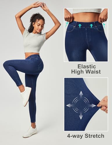IUGA Jeggings for Women Tummy Control Stretchy Jeans for Women High Waisted Pull on Skinny Jean Leggings with Pockets Trendy3
