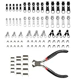 85 Stück Reißverschluss-Reparatur-Set Reißverschluss-Ersatzzubehör, Universal-Reißverschluss-Ersatz mit Reißverschluss Zangen-Werkzeuge zum Reparieren von Jeans-Mänteln Jacke Reißverschluss