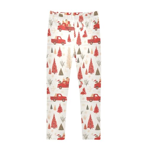 KLL Cute Christmas Tree Red Truck Toddler Baby Girl Cotton Pants Stretchy Full Length Activewear Running