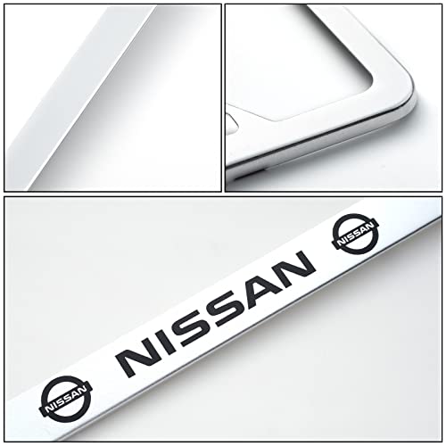 2 Pcs Fit Nissan License Plate Frames,Car Tag License Plate Cover For Nissan,Universal Usa Standard Licenses Frame Tag With Screw Caps(Silver) #TOP4