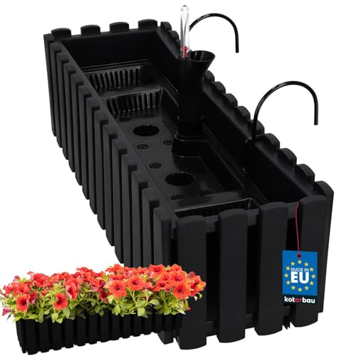 KOTARBAU® Maceta - Jardinera Exterior - Macetero Autorriego - Macetas Plástico - 58 x 18 x 16 cm - Antracita - Maceta Colgante - Jardinera Balcon - Macetas para Colgar