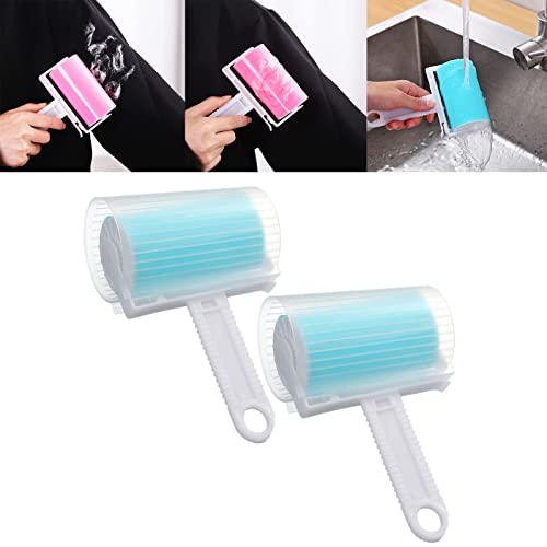 YYNN 2PCS Washable Reusable Lint Roller, for Carpets, Bedding, Clothing (Blue) Cover
