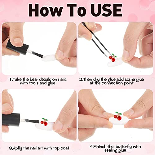 Weilusi 60 Pcs 3D Nail Rhinestones-Cherry Nail Charms Fruit Luxury Cherry Design Red Pink Big Diamond Crystal Nail Studs Gold Silver Alloy Nail Gems For Women Diy Nail Art Decoration Supplies Crafts #TOP6