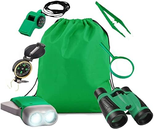 Outdoor Explorer Kit Gifts Toys Kids Binoculars Set, Outdoor Exploration Set, Suggest for Boy and Girl 6+, Kids Telescope(7 PCS) Adventure Kit, Children Outdoor Educational Kit