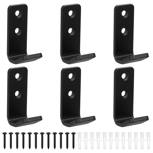6 Stück Kleiderhaken Garderobenhaken, Wandhaken Garagenhaken, Schwerlasthaken, Utility Haken für Garagenwand Schlafzimmer Wohnzimmer Jackenhalter Leiterhaken Wand Aufbewahrungshaken (schwarz 6PCS)