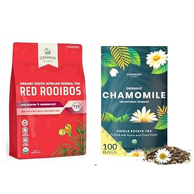 Cederberg Tea Company Organic Herbal Teas Red Rooibos & Chamomile Single-Estate Tea Bundle 200 Tea Bags