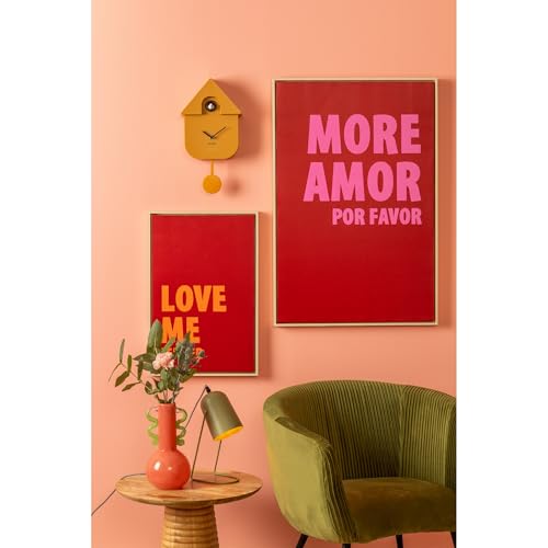 Reloj de pared cuco moderno con péndulo oscilante y canción de pájaro amarillo 3