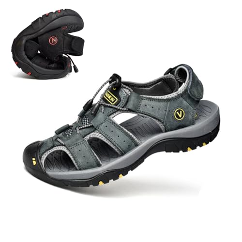 Men's Sport Baotou Casual Large Size Outdoor Sandals Closed Toe Leather Athletic Lightweight Hiking Sandals