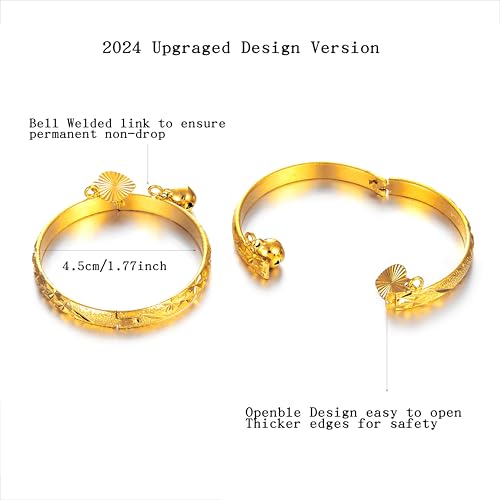 Ethlyn Christmas Gifts For Baby 18K Gold Plated Mini Size Baby Bangles Bracelet For Infants Girls Boys Stars Bells Heart Jewelry  thumb #2