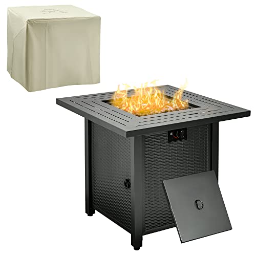 Outsunny Square Propane Gas Fire Pit Table 40000BTU 71 x 71 x 63cm Black