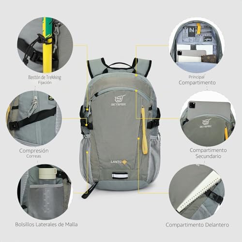 Miniatura 5 de Skysper 20l Mochila Pequeña De Senderismo, Trekking Para Hombres Mujeres Mochilas De Marcha Ultraligera Macuto De Viaje Casual Para Montaña Acampada Camping Actividad Al Aire Libre