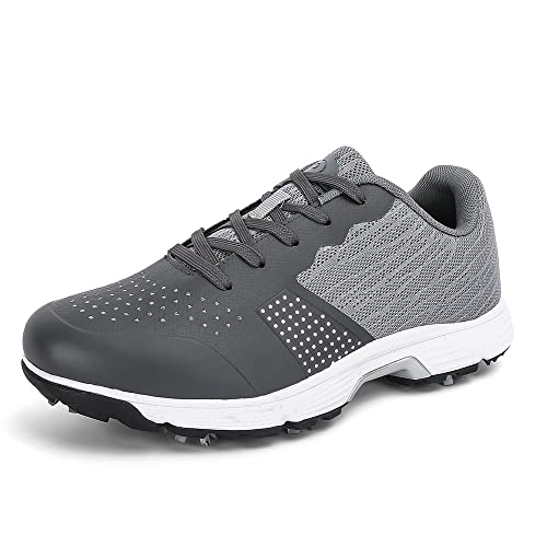 Image of THESTRON Men Golf Shoes Mesh Breathable Breathable Golf Walking Sport Sneakers 7 Spikes Golf Trainers