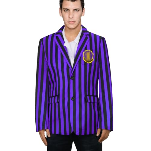 Men's Suit Stripe Lapel Top Jacket Single-Breasted Coat Blazer Adult Uniform Halloween Outfits