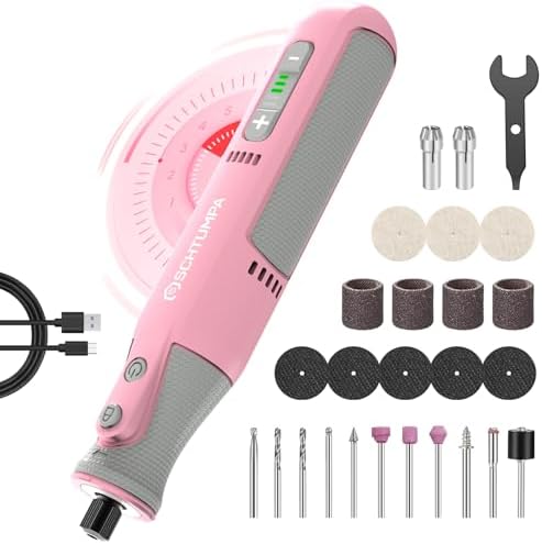 Rotary Tool Pink, 8V Cordless Rotary Tool with 2.0Ah Battery, Rotary Tool Kit with Upgraded Sanding Belt, 25 Rotary Tool Accessories for Grinding, Carving, Engraving, Polishing, Cutting, etc