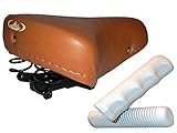  MONTEGRAPPA Sella Molle Marrone + Manopole Bianche Bici Graziella - City Bike
