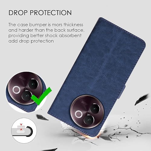 Image of Amazon Brand- Solimo Flip for Vivo V30e 5G (Leather Blue)