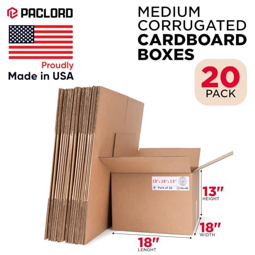 Image of Large Moving Boxes 18 inchL x 18 inchW x 13 inchH (Pack of 20) - USA-Made Cardboard Packing Boxes for Moving, Shipping, or Storage - USPS, UPS, FedEx Approved - Professional Packing Supplies