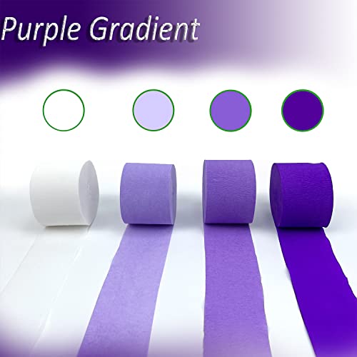 Image of Purple Crepe Paper Streamers 8 Rolls 656 ft Crepe Paper Decorations for Birthday Party, Baby Shower or Reunion (Purple Gradient)